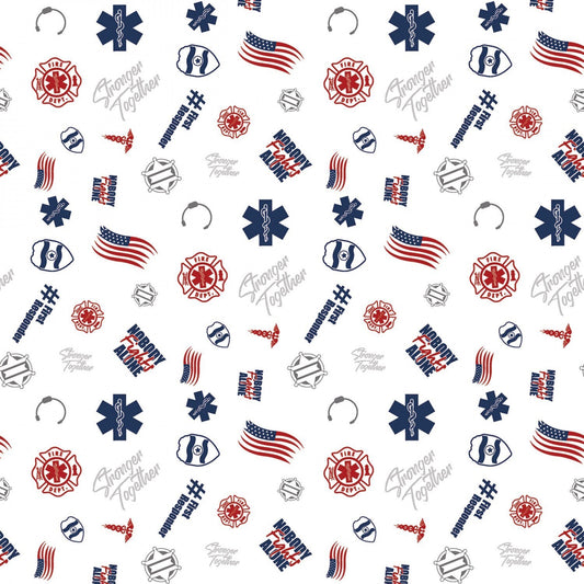 First Responders Tossed White from Nobody Fights Alone Riley Blake Designs Collection Cotton Fabric