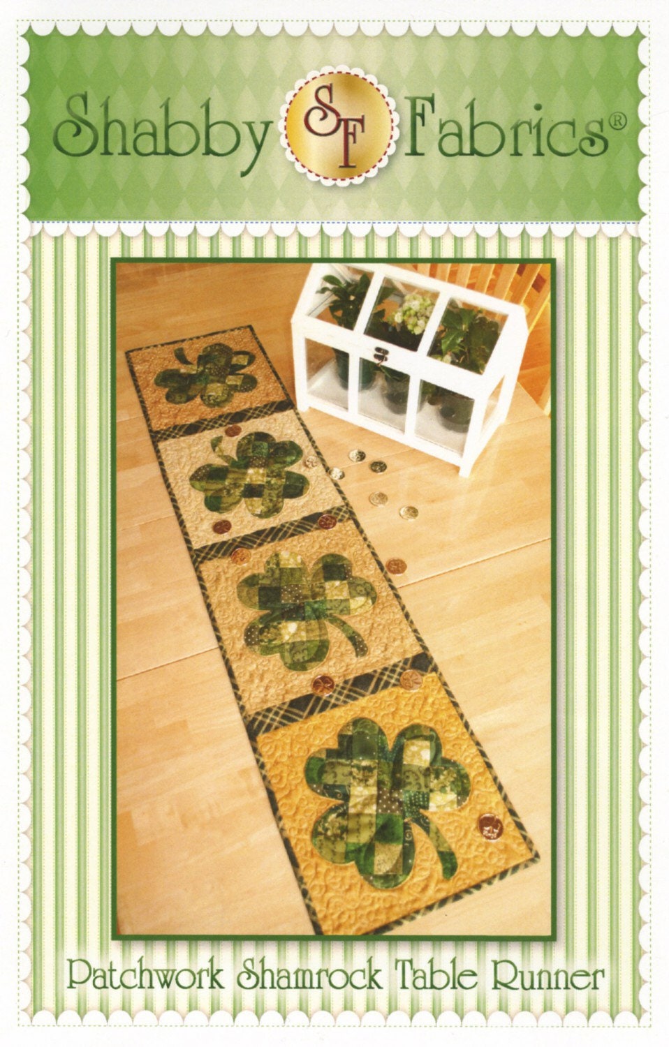 Patchwork Shamrock Table Runner by Shabby Fabrics - PAPER PATTERN