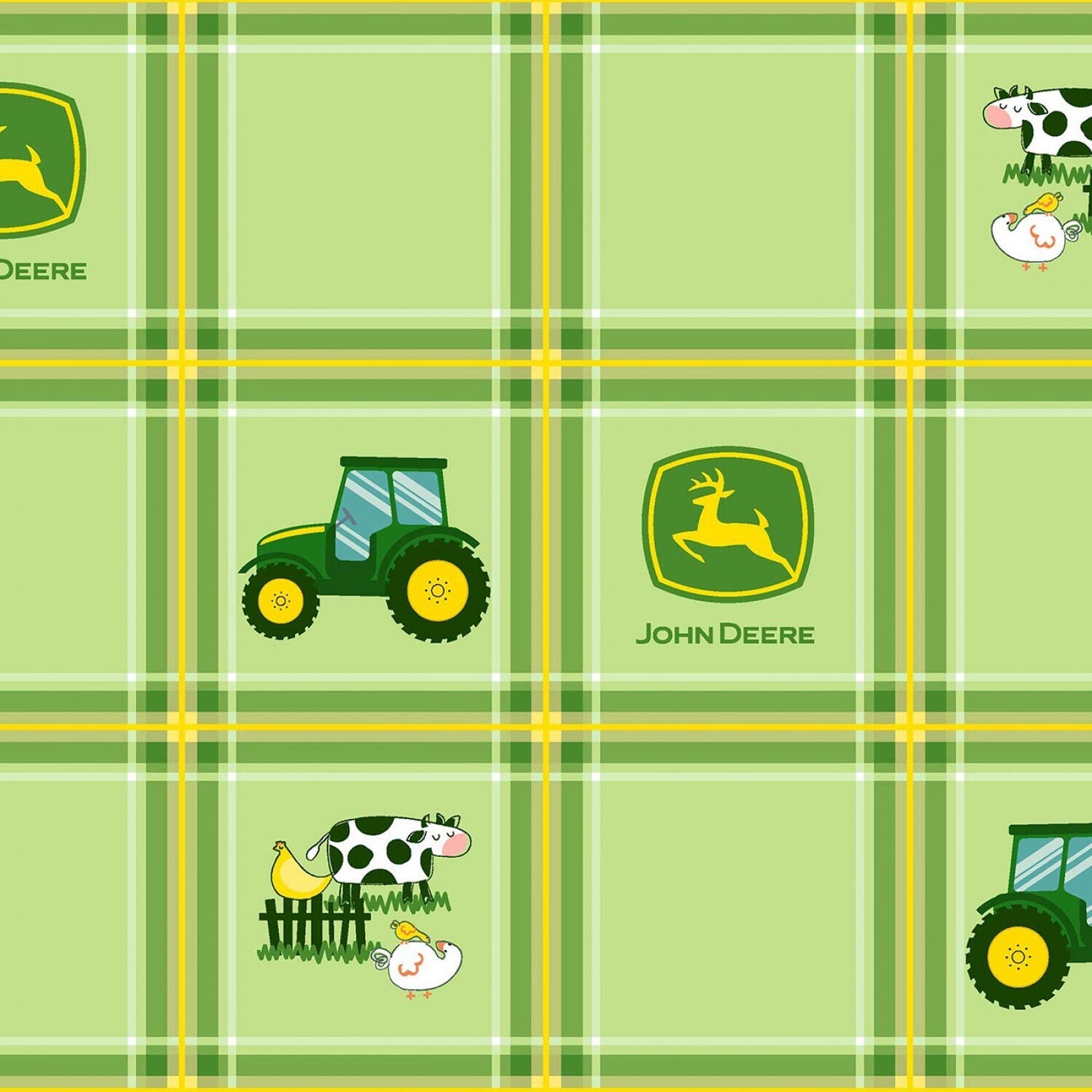 Tractor Plaid John Deere Licensed Cotton Fabric from Springs Creative