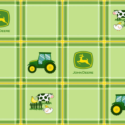 Tractor Plaid John Deere Licensed Cotton Fabric from Springs Creative