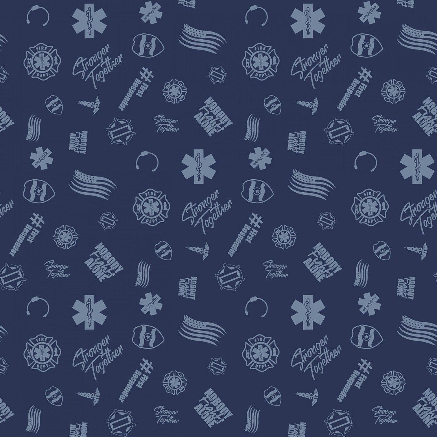 First Responders Tossed Navy from Nobody Fights Alone Riley Blake Designs Collection Cotton Fabric