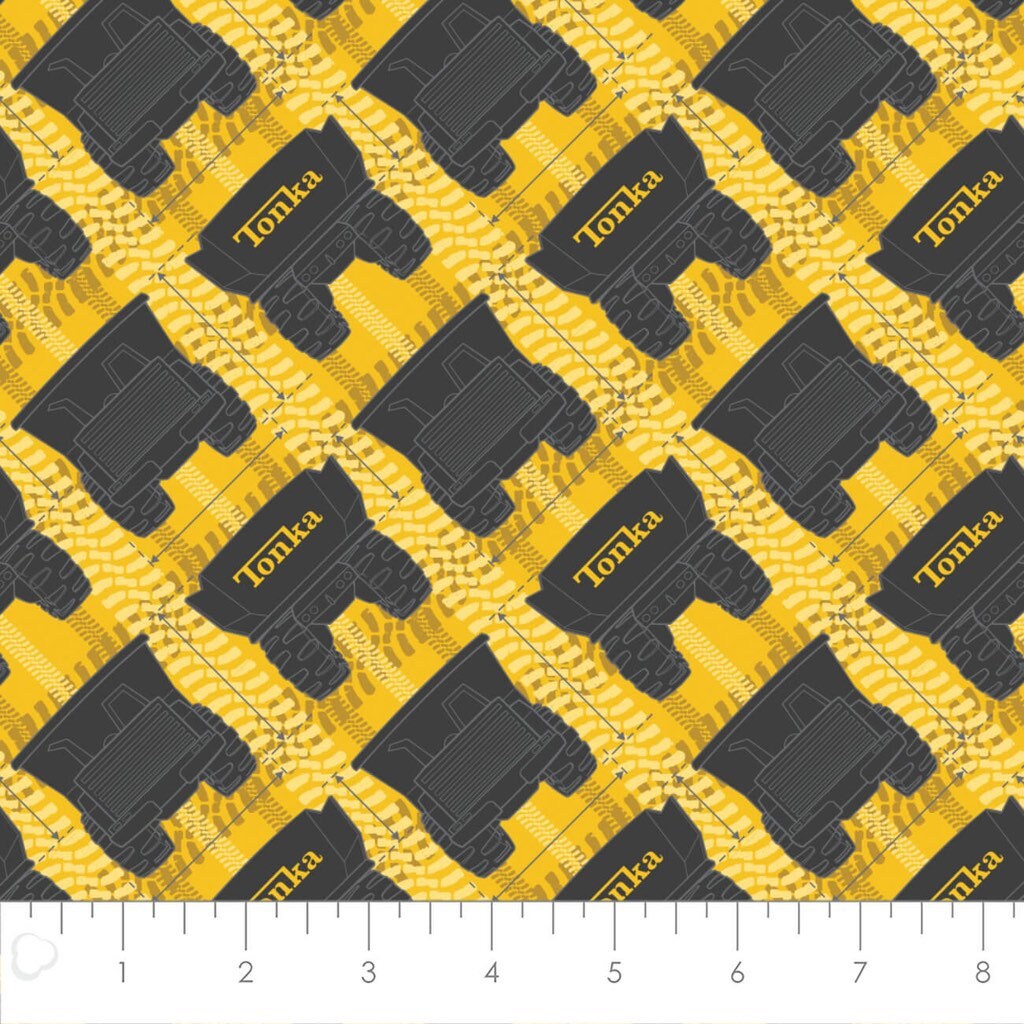 Tonka Trucks Yellow 95060202-01 Camelot Tonka Retro Tough Licensed Collection Cotton Fabric