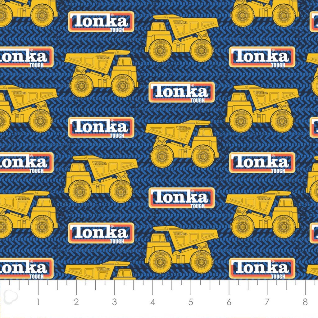 Tonka Dumptruck and Logo Blue 95060203-02 Camelot Tonka Retro Tough Licensed Collection Cotton Fabric