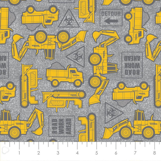 Tonka Construction Equipment Yellow 95060201-01 Camelot Tonka Retro Tough Licensed Collection Cotton Fabric