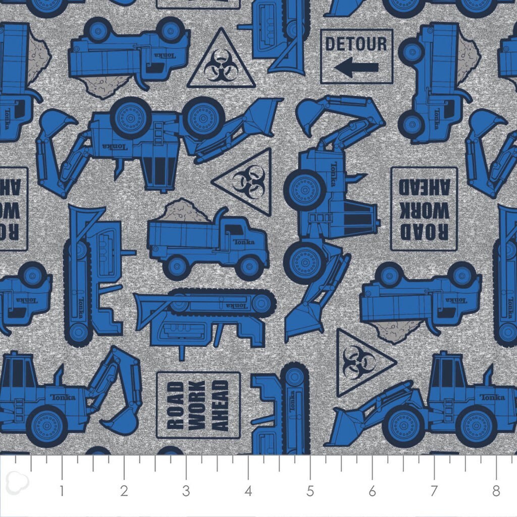 Tonka Construction Equipment Blue 95060201-02 Camelot Tonka Retro Tough Licensed Collection Cotton Fabric