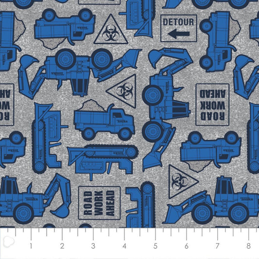 Tonka Construction Equipment Blue 95060201-02 Camelot Tonka Retro Tough Licensed Collection Cotton Fabric