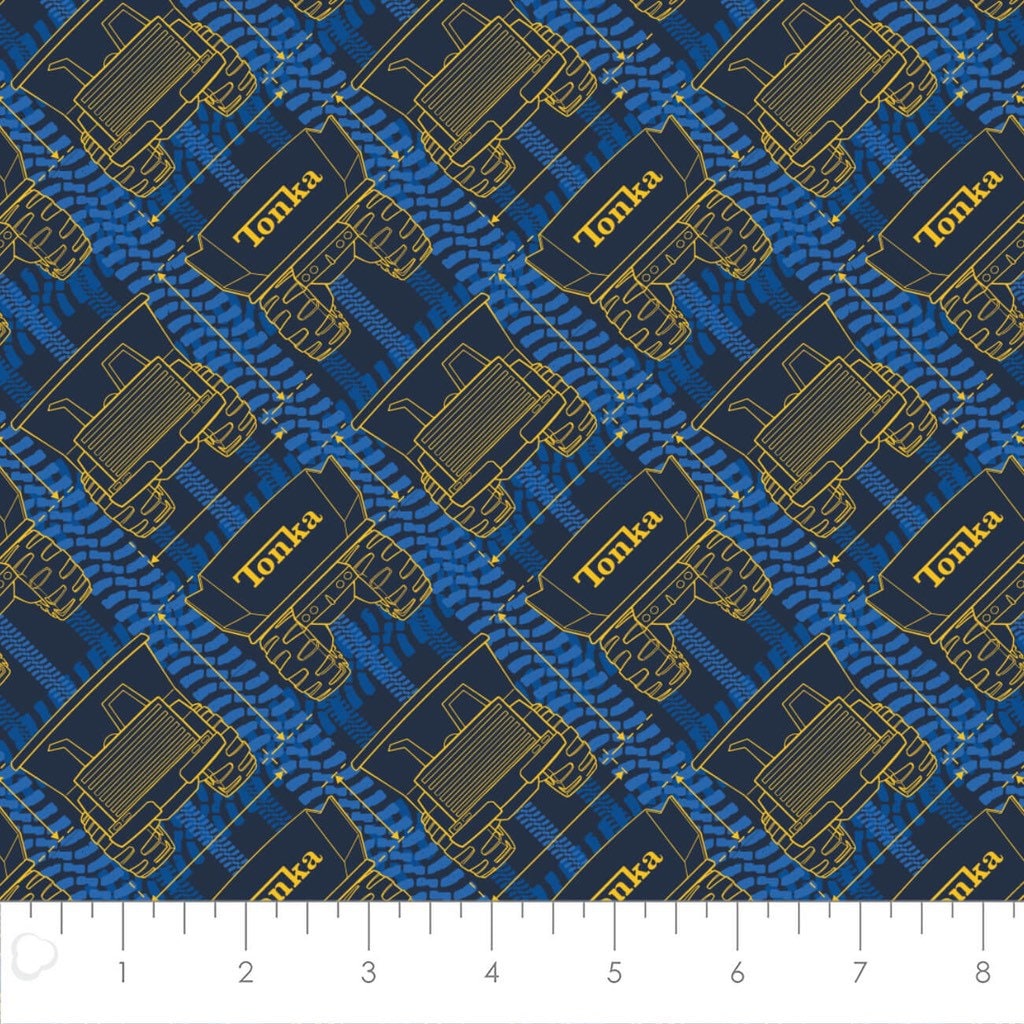 Tonka Truck Blue 95060202-02 Camelot Tonka Retro Tough Licensed Collection Cotton Fabric