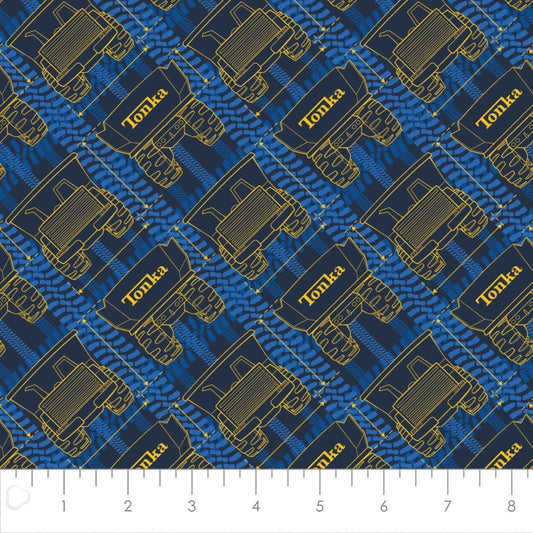 Tonka Truck Blue 95060202-02 Camelot Tonka Retro Tough Licensed Collection Cotton Fabric