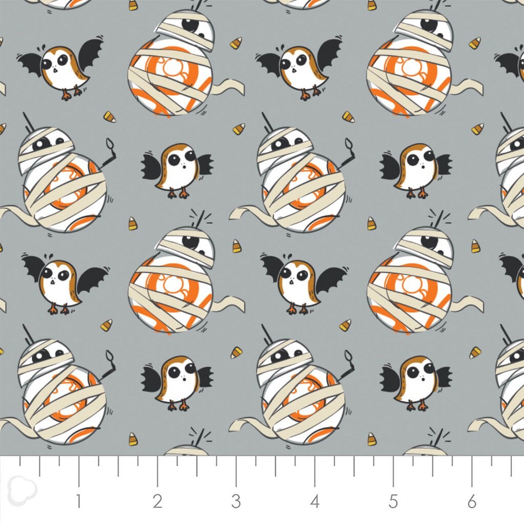 Grey Star Wars Halloween Mummy BB8 73010981-2- Camelot Licensed Collection Cotton Fabric