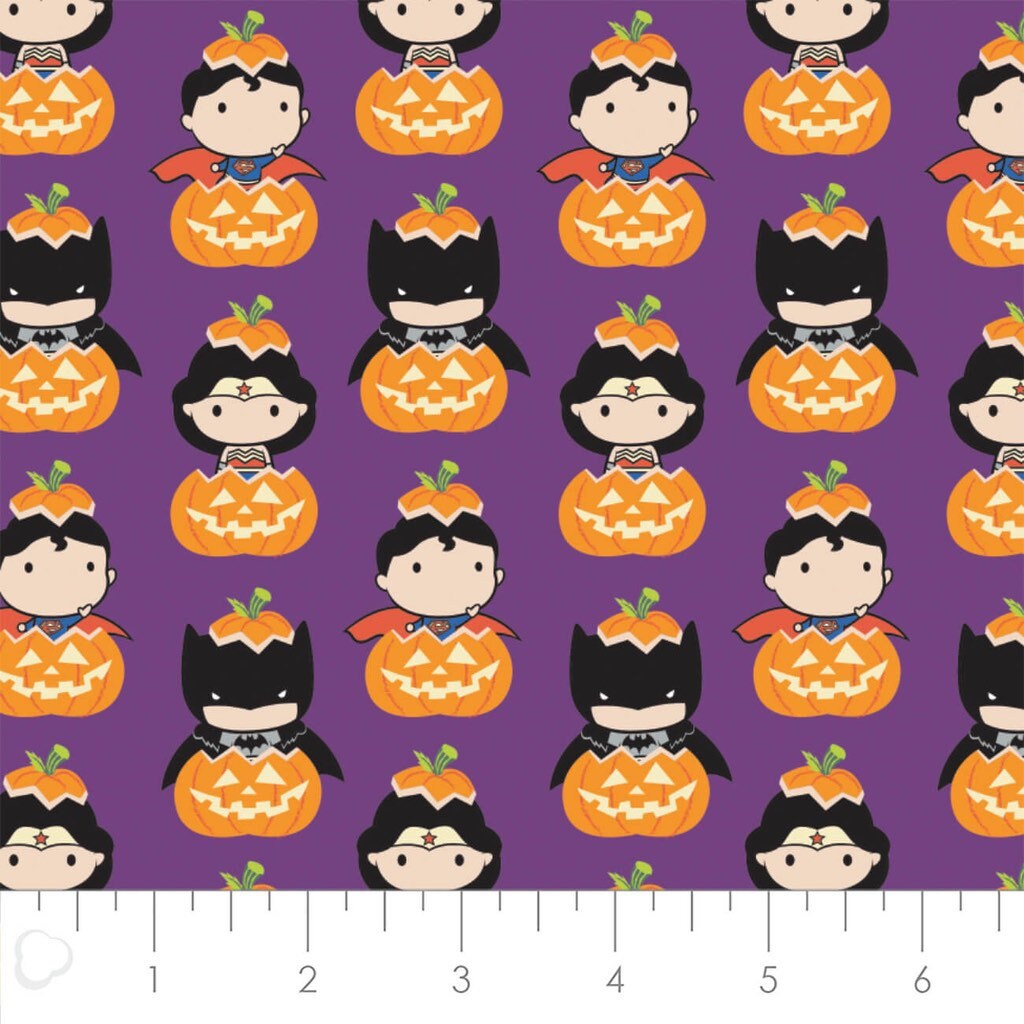 Purple DC Comics Charachter Kawaii Halloween 23421119-03 Camelot Licensed Collection Cotton Fabric