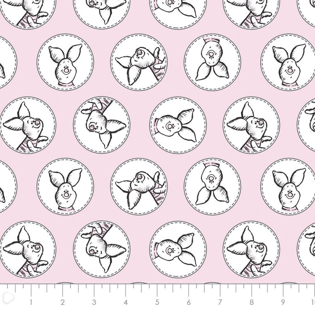 Light Pink Piglet Disney Winnie the Pooh Classic by Camelot Collection Licensed Cotton Fabric 85430507-1