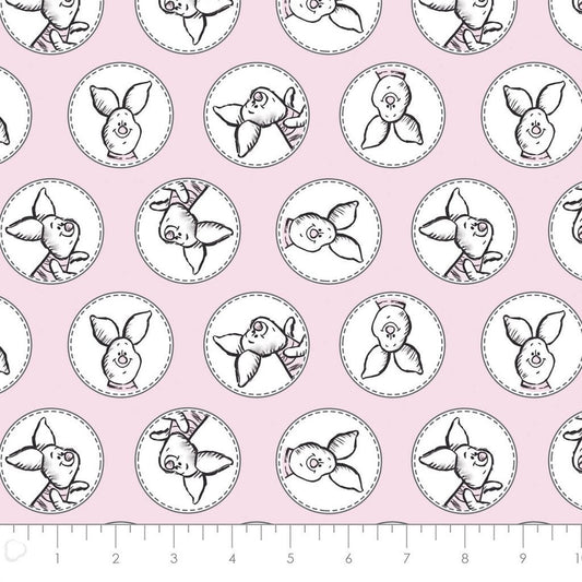 Light Pink Piglet Disney Winnie the Pooh Classic by Camelot Collection Licensed Cotton Fabric 85430507-1