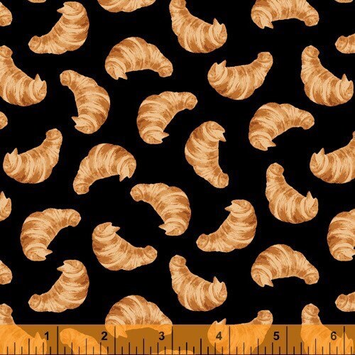 Black Croissant 52262-2 Coffee Shop by Whistler Studios for Windham Fabrics