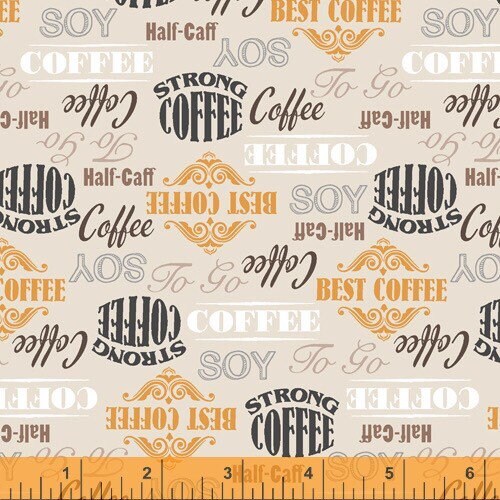 Neutral Coffee Shop Words 52261-1 Coffee Shop by Whistler Studios for Windham Fabrics