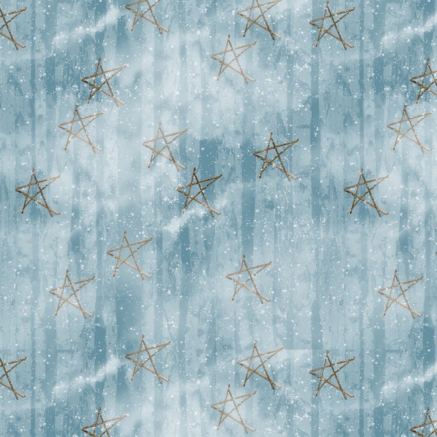 Faded Stars Blue 1632-11 - Snow Days Cotton Fabric from Henry Glass