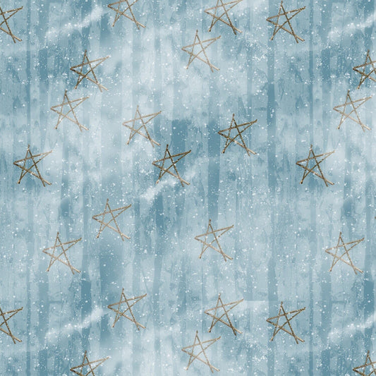 Faded Stars Blue 1632-11 - Snow Days Cotton Fabric from Henry Glass