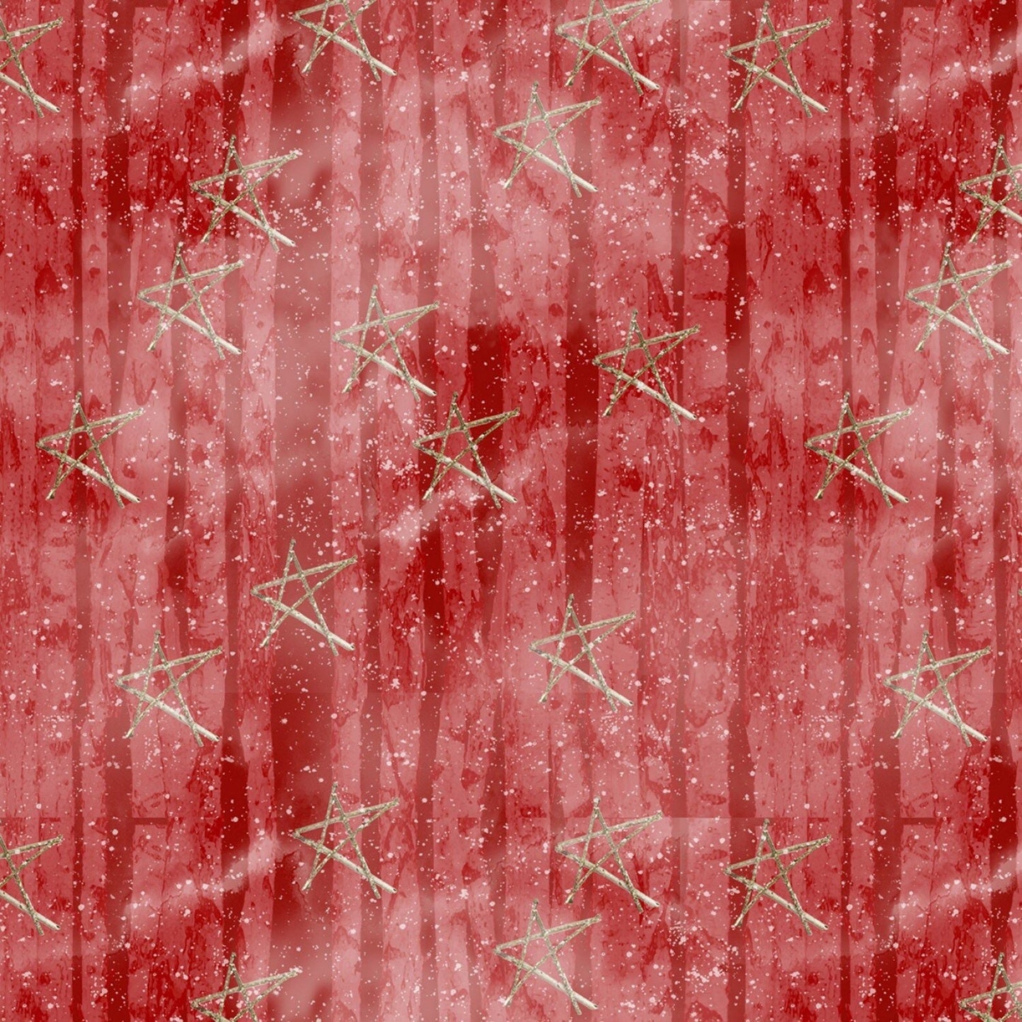 Faded Stars Red 1632-88 - Snow Days Cotton Fabric from Henry Glass