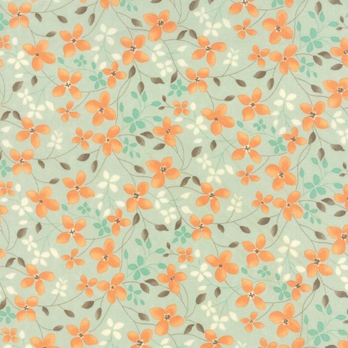 Floral on Aqua 17862-13 Refresh by Sandy Gervais for Moda Fabrics Cotton Fabric