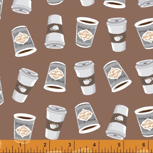 Neutral Coffee To Go Cup 52263-4 Coffee Shop by Whistler Studios for Windham Fabrics