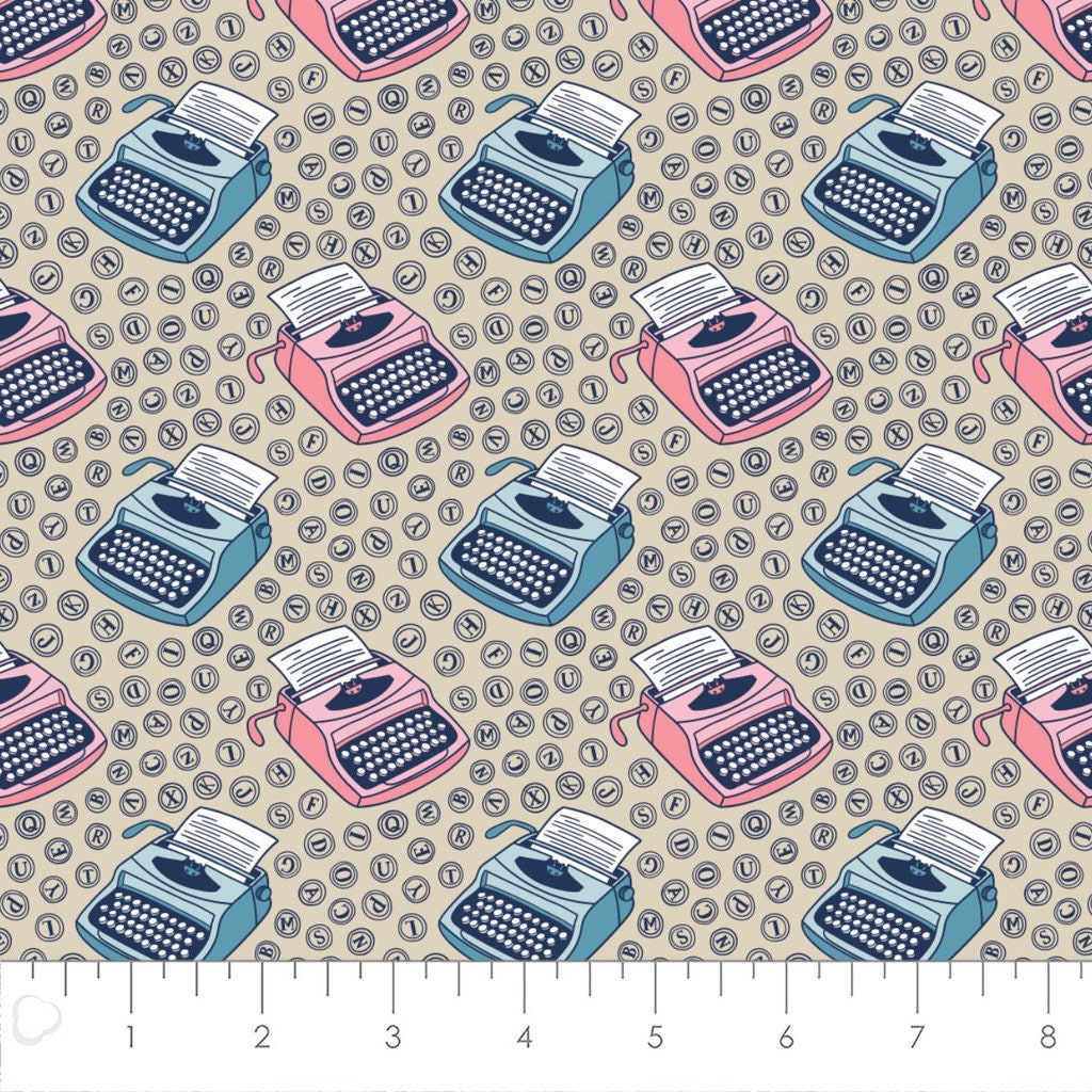 Typewriters in Cream 21190526-03 Literary Collection from Camelot Fabrics - Cotton Fabric