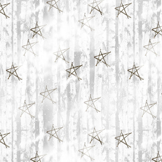 Faded Stars Gray 1632-90 - Snow Days Cotton Fabric from Henry Glass