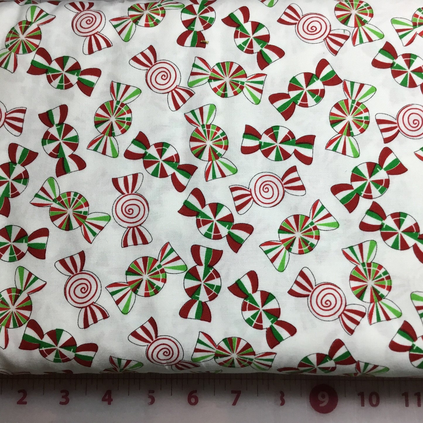 3/4 Yard Precut  Peppermint Candies on White 8393-09 from Holiday Cheer By Kanvas Studios Cotton Fabric