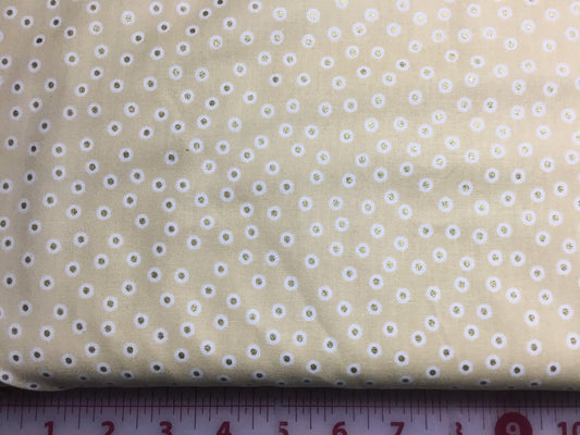 Benartex Happy Holidays Coordinates Dots with gold metallic on Cream Cotton fabric 4581m-33