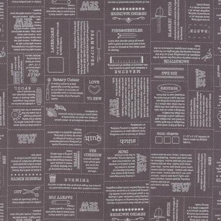 Quilting and Sewing Phrases on Taupe 5610-13 Volume II Sweetwater for Moda Fabrics Cotton Fabric