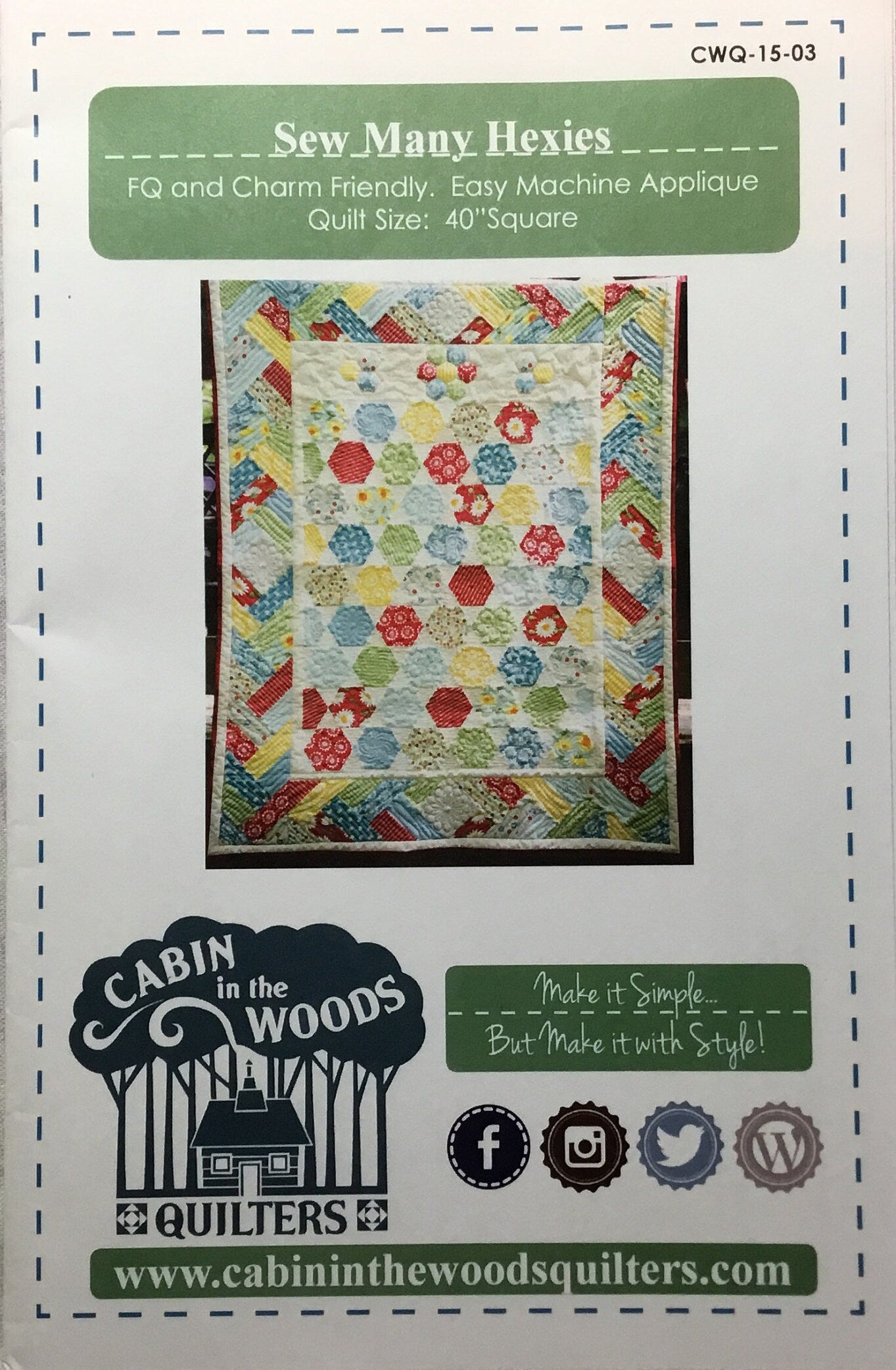 Sew Many Hexies Quilt Pattern by Cabin in the Woods Quilters - PAPER PATTERN