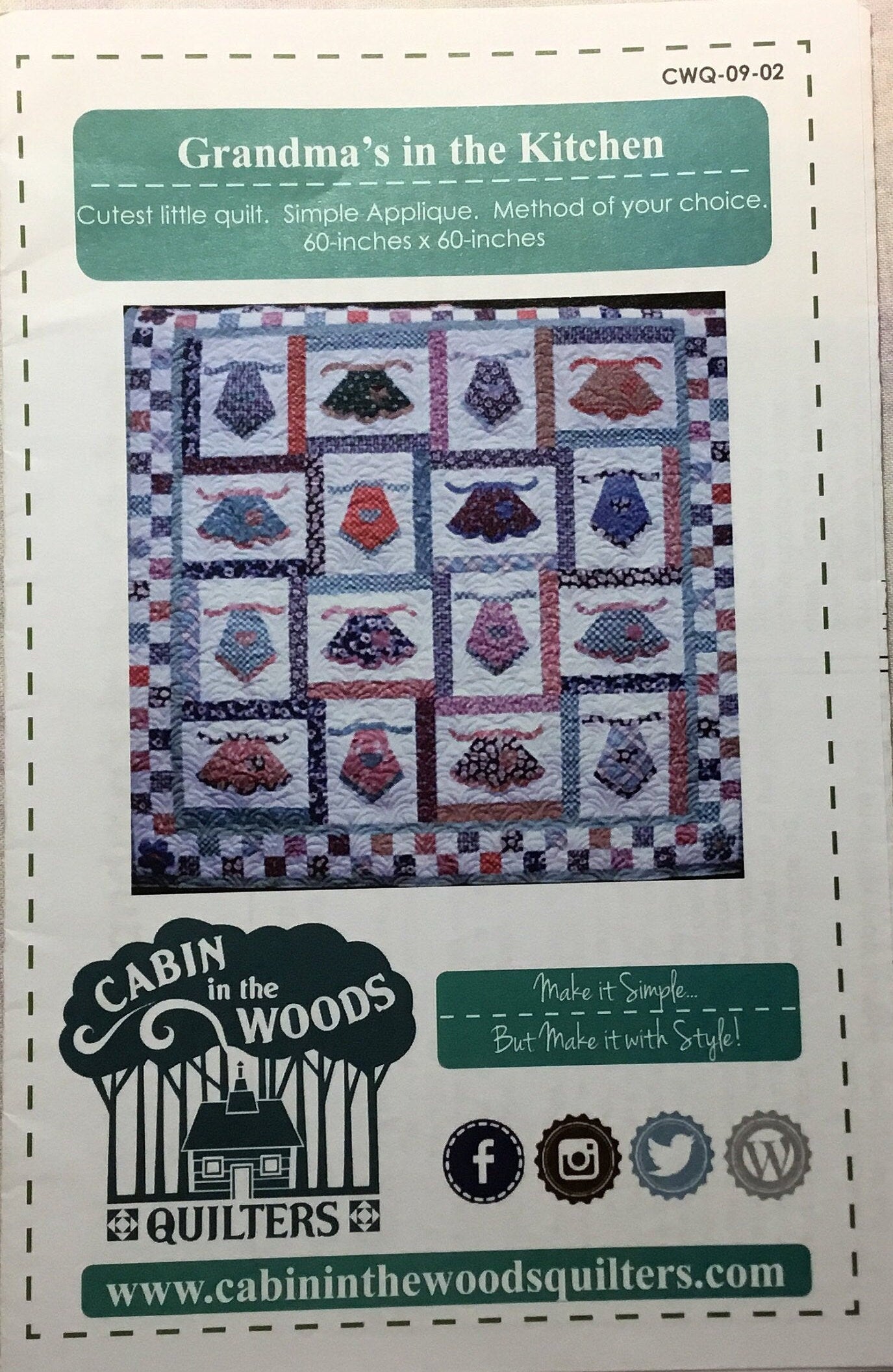 Grandma's in the Kitchen Quilt Pattern by Cabin in the Woods Quilters - PAPER PATTERN