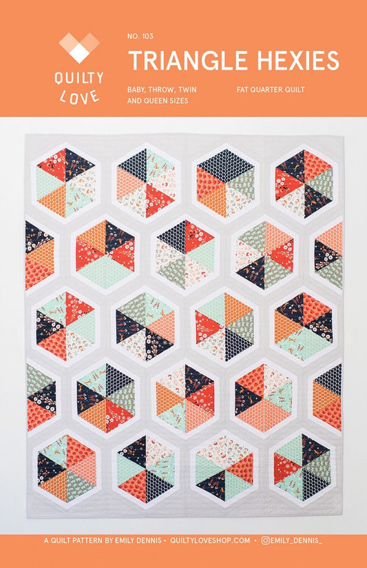 Triangle Hexies Quilt Pattern by Quilty Love - PAPER PATTERN