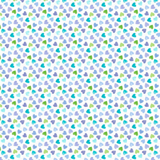 Teal Hearts 68554-174 Raindrops & Sunshine by Anne Rowan Collection from Wilmington Prints Cotton fabric