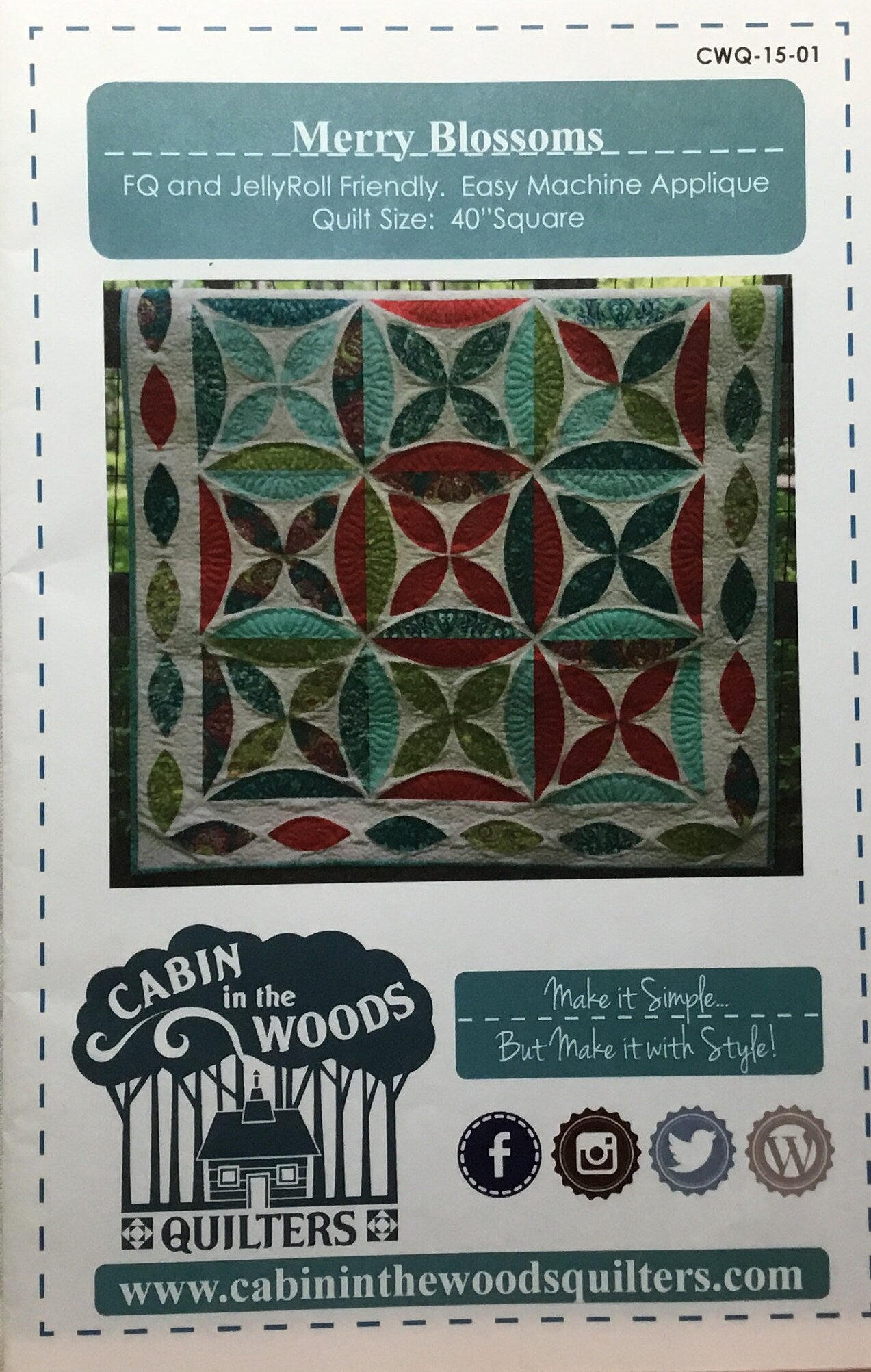 Merry Blossoms Quilt Pattern by Cabin in the Woods Quilters - PAPER PATTERN