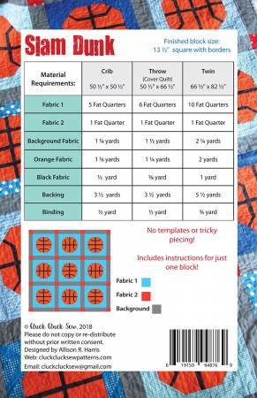 Slam Dunk Quilt Pattern from Cluck Cluck Sew - PAPER PATTERN