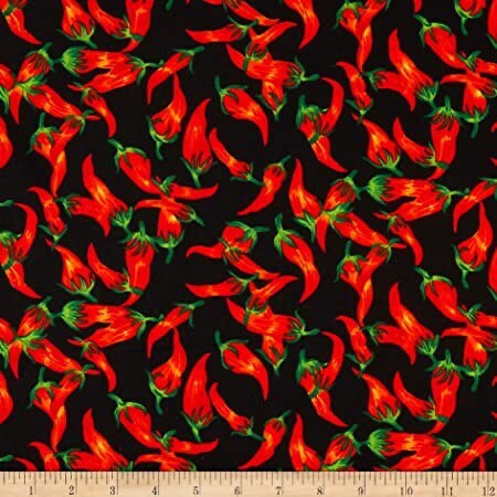 Chili Peppers on Black from David Textiles Cotton Fabric