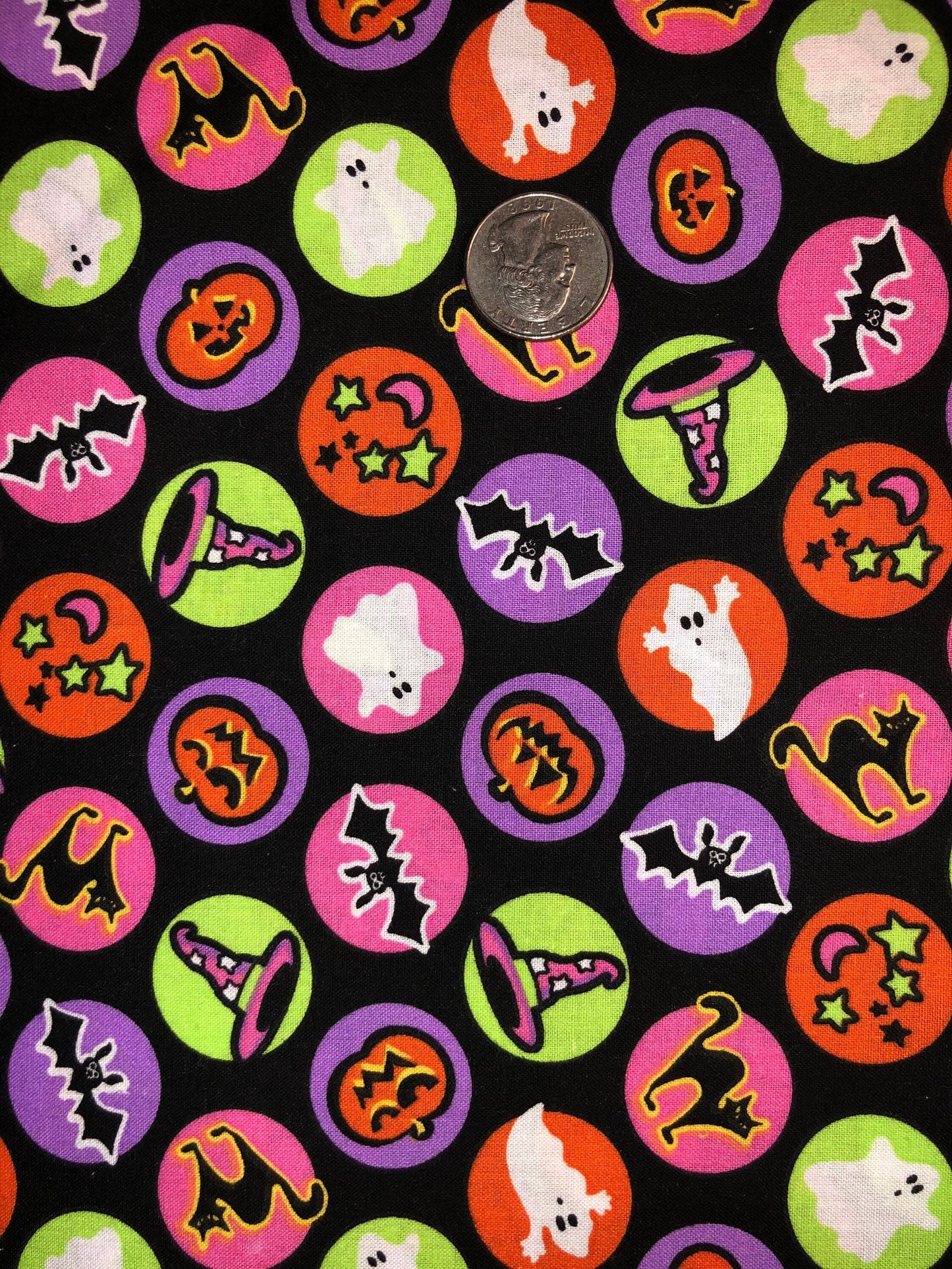 Circle Halloween Images Cotton Fabric Checkers Distributers