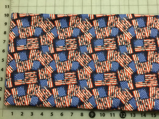 Flags distressed on Blue background Patriotic Cotton Fabric from Checker Fabrics