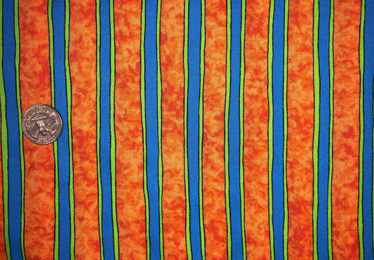 806-3 Orange blue and green Stripe "From A-Z" from Troy Riverwoods Collection Cotton Fabric