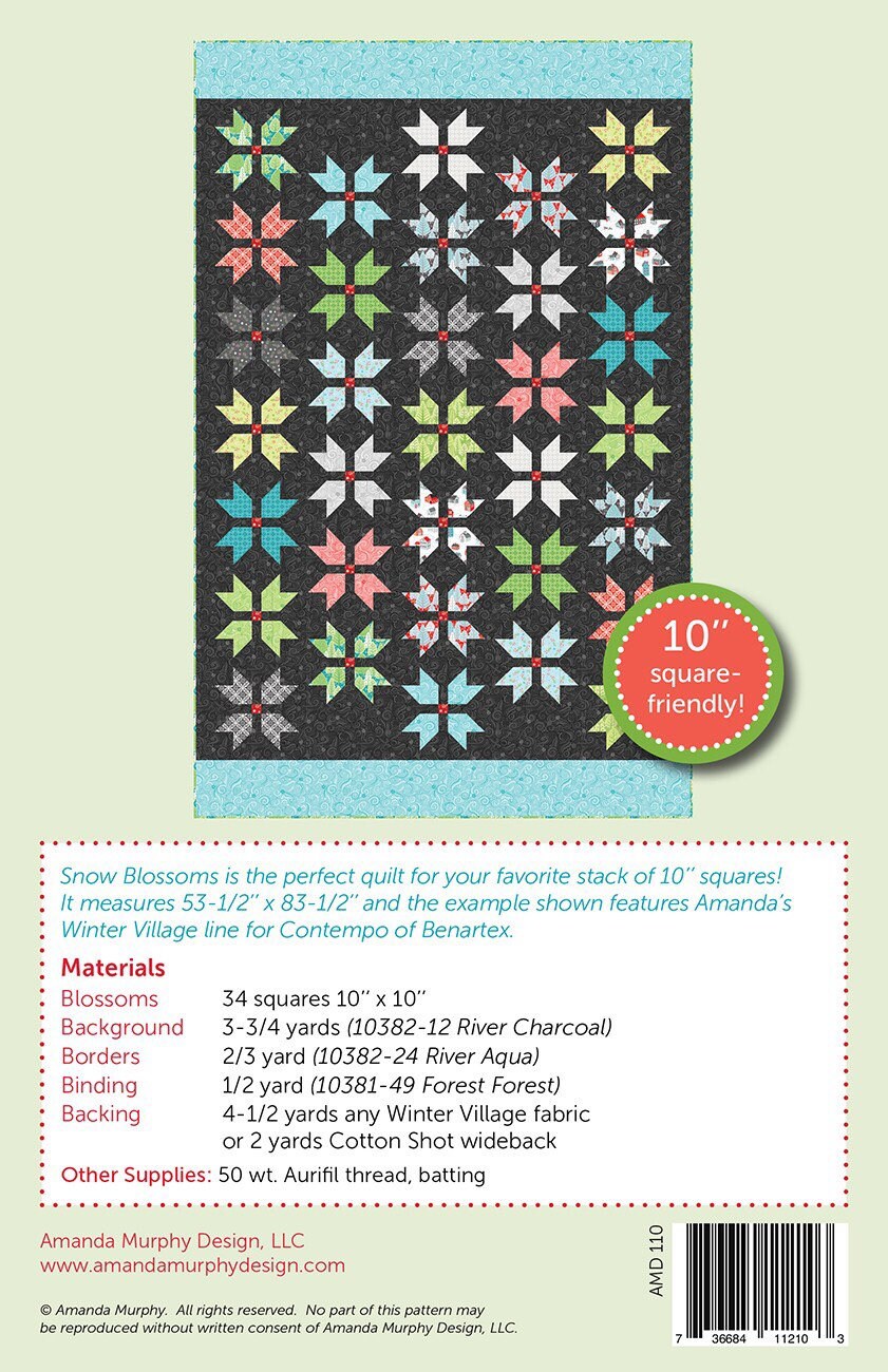 Snow Blossoms Quilt Pattern From Amanda Murphy Design - PAPER PATTERN