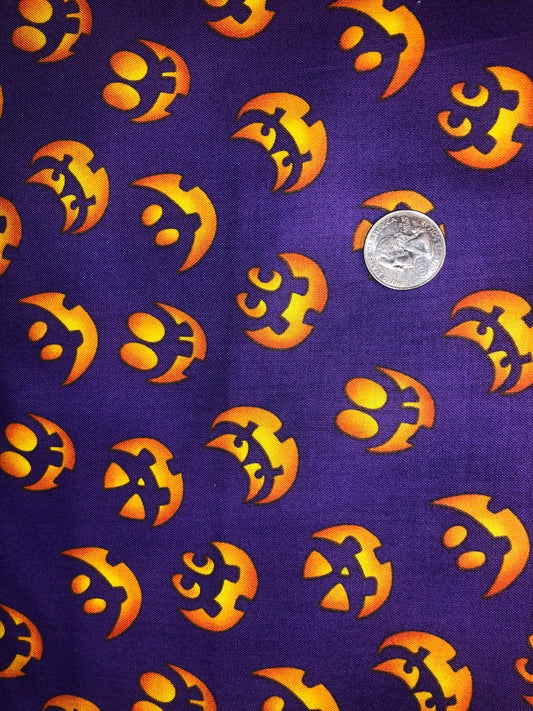 Jack-O-Lantern Face on Purple from Boo Crew The Works by Dan Morris for RJR Fabrics