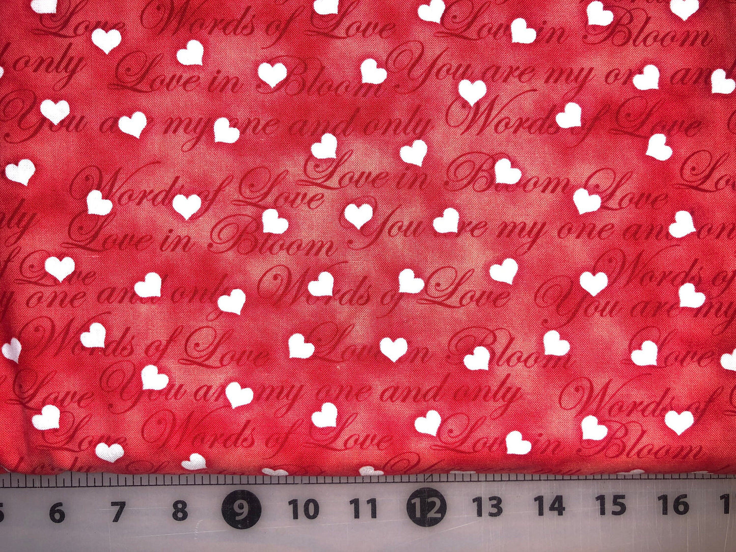 Red Script Print 9228-88 from Love In Bloom by Fresh Designs for Henry Glass and Co. Cotton Fabric