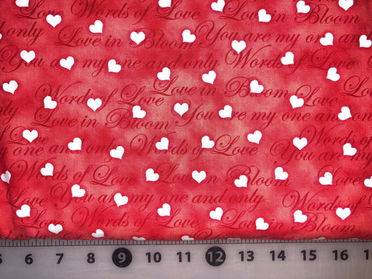 Red Script Print 9228-88 from Love In Bloom by Fresh Designs for Henry Glass and Co. Cotton Fabric