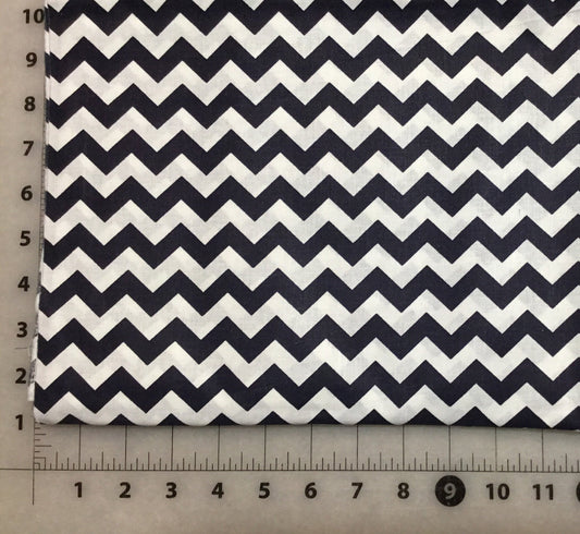 Navy and White Chevron Cotton  Fabric from Checker Fabrics