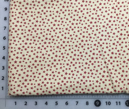 Small Red Stars on Cream background Patriotic Cotton Fabric from Checkers Fabrics