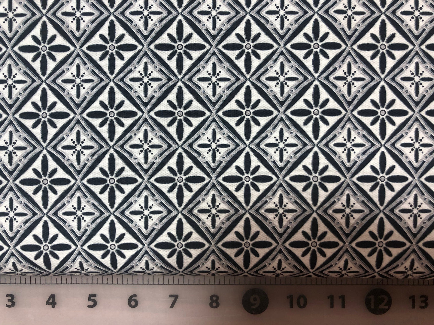 Black and White Tile  8108-90 Black, White & Currant 5 from Henry Glass and Co. Cotton Fabric