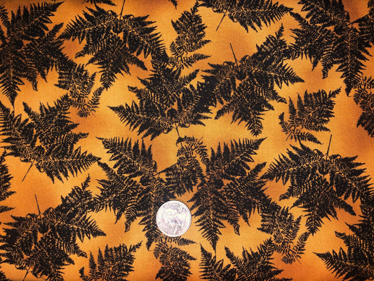 Leaves on Orange 7355-2 from Rustling in the Dark for RJR Fabrics Cotton Fabric