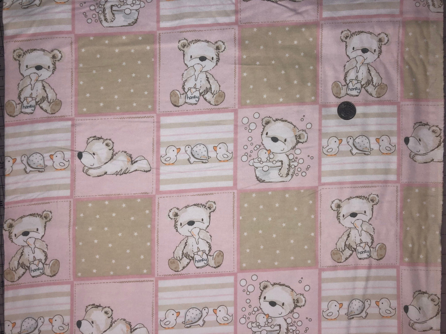 Pink Bear Blocks F9590-22 Bears and Buddies Flannel by Fresh Designs for Henry Glass 100% Cotton Flannel