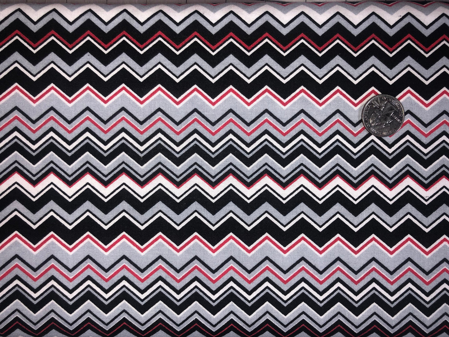 Red, White, Grey, Black Cotton Chevron 1430-189 from A.E. Nathan Co Cotton Fabric