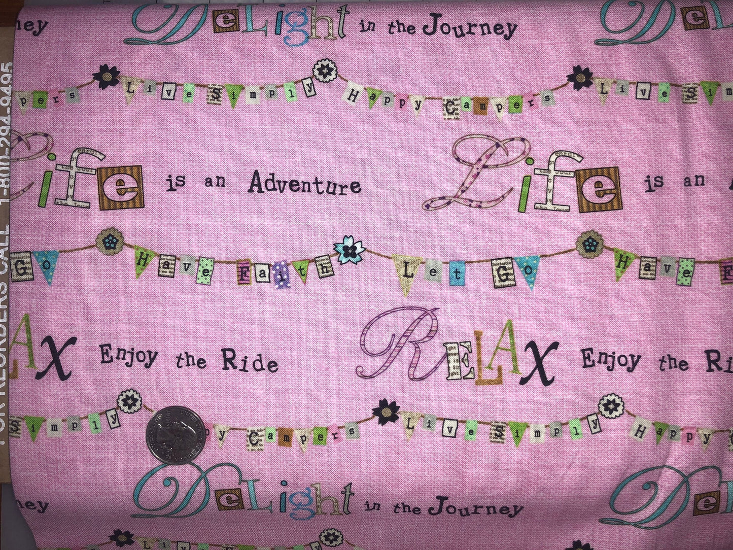 Words on Pink 3128-22 from Happy Camper by Studio E Cotton Fabric