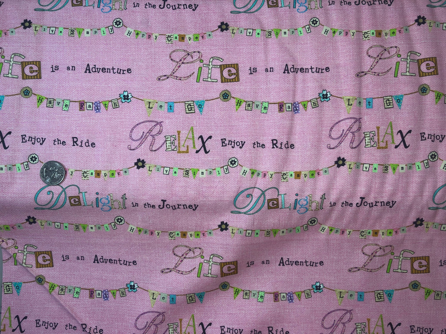 Words on Pink 3128-22 from Happy Camper by Studio E Cotton Fabric